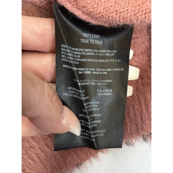 Volcom Fuzzy Leopard Print Cardigan – Pink/Black – W Medium - Picture 4 of 9